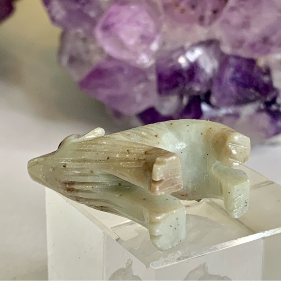 Soapstone WOLF Figurine MINI Carved Stone Coyote Dog Carving Crystal Animal 1.5" - Picture 9 of 11